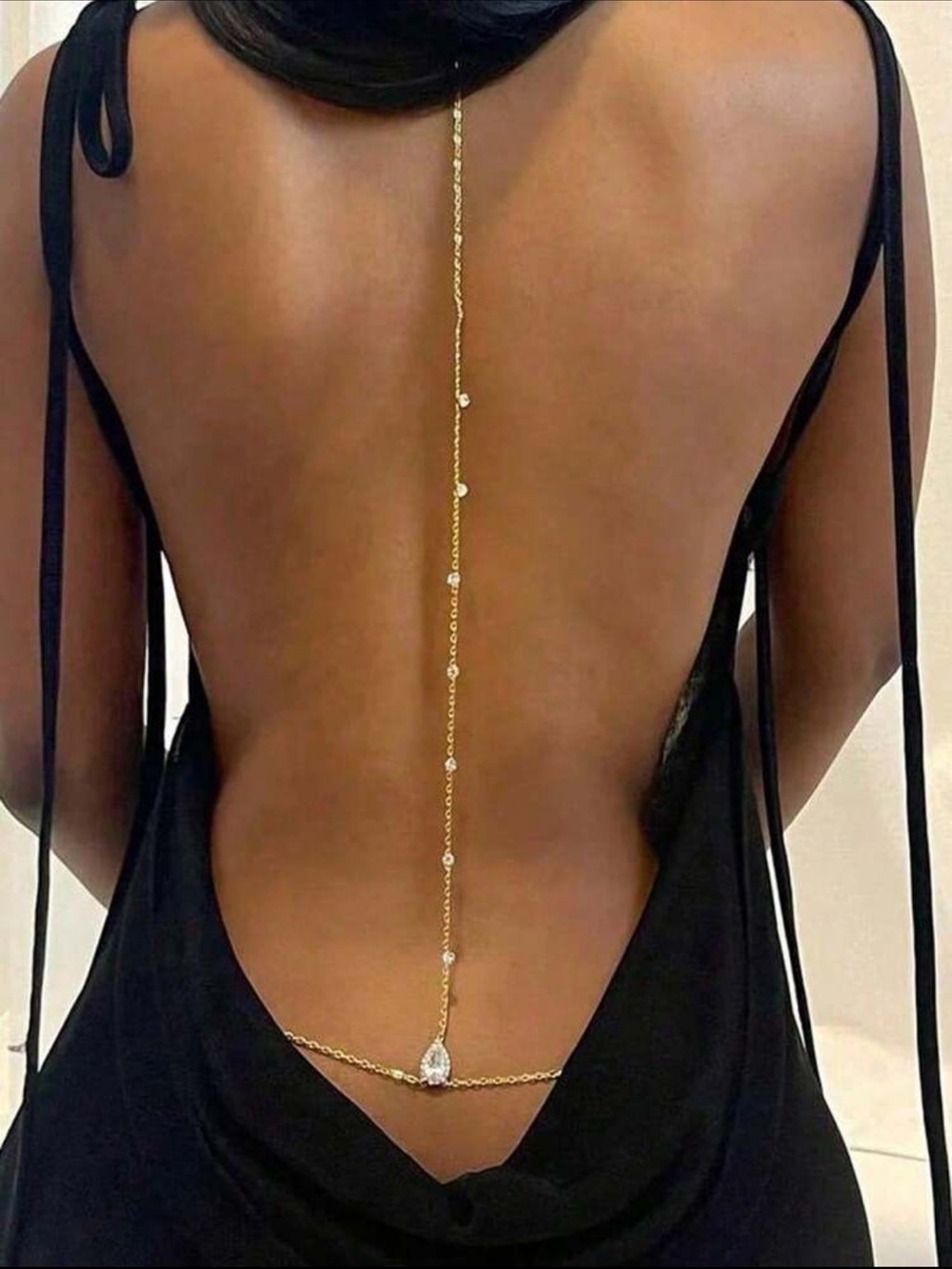 Delicate Gold Back Drop Body Chain Necklace for Black Backless Dresses